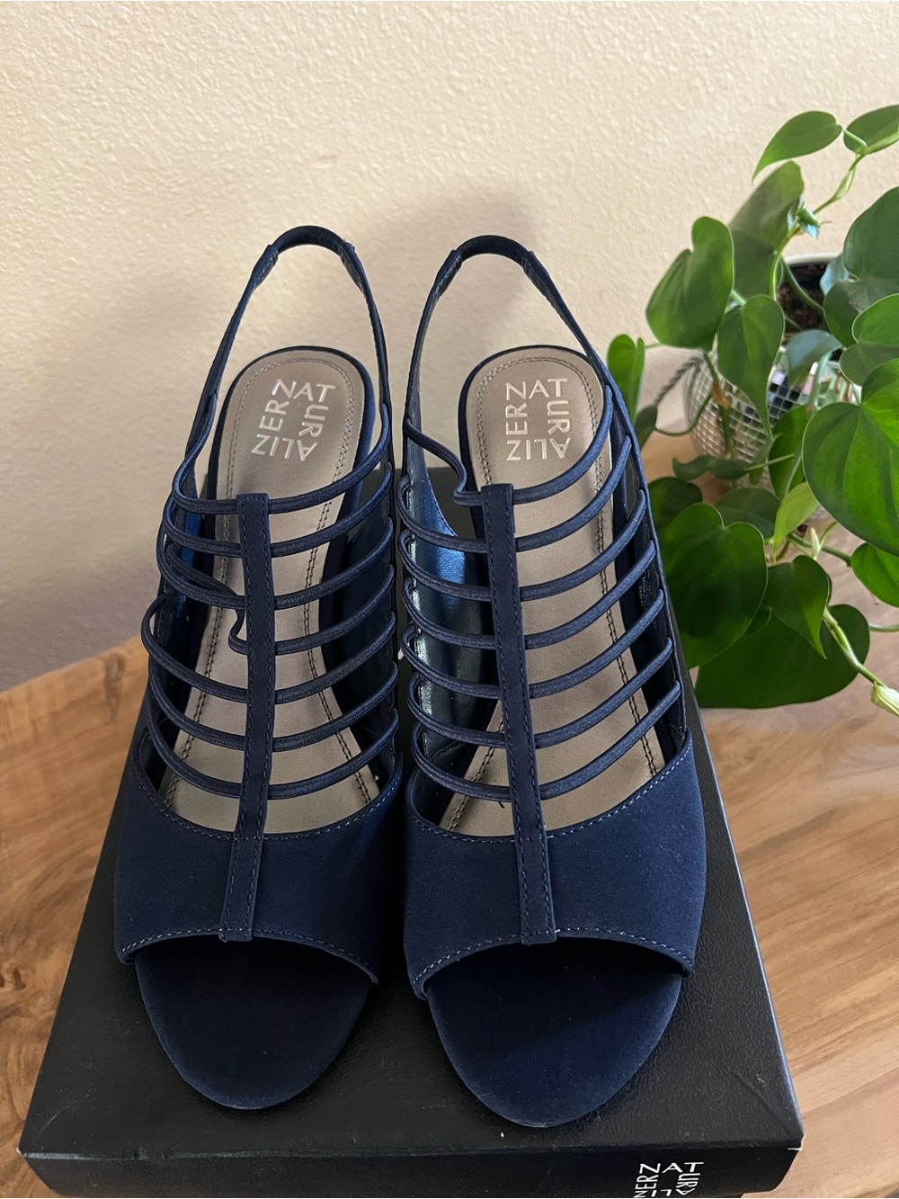 Naturalizer Navy Strappy Slingback Heels